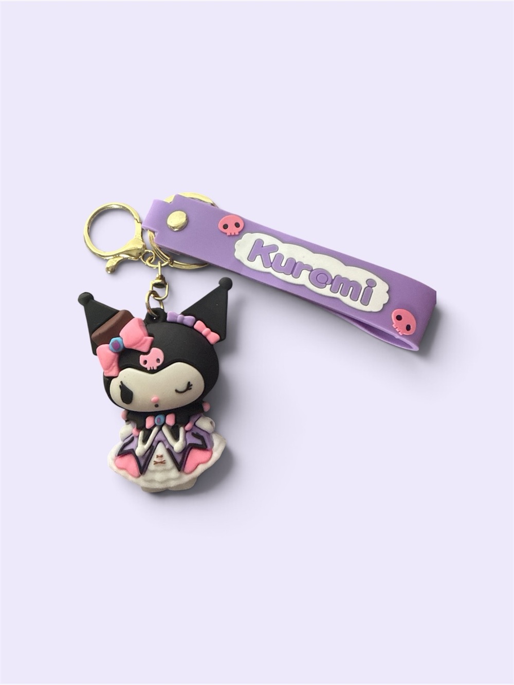 Purple Kuromi Silicone Character Keychain Wrist Strap New